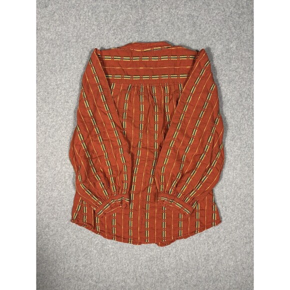 Anthropologie Pilcro Orange Indi Embroidered Button Down Blouse Size M - Picture 9 of 9